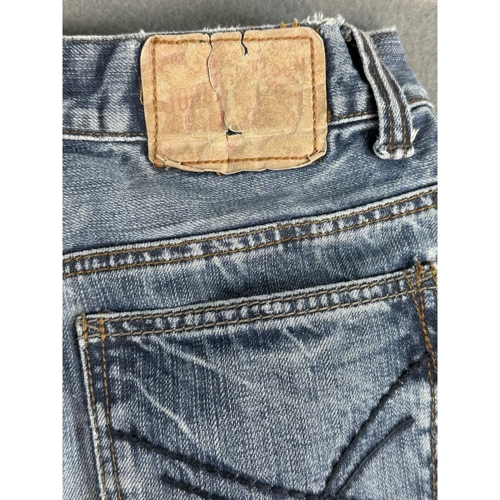 Stetson 1520 Jeans Mens 29x36 Medium Wash Blue Regular Straight Denim Distressed